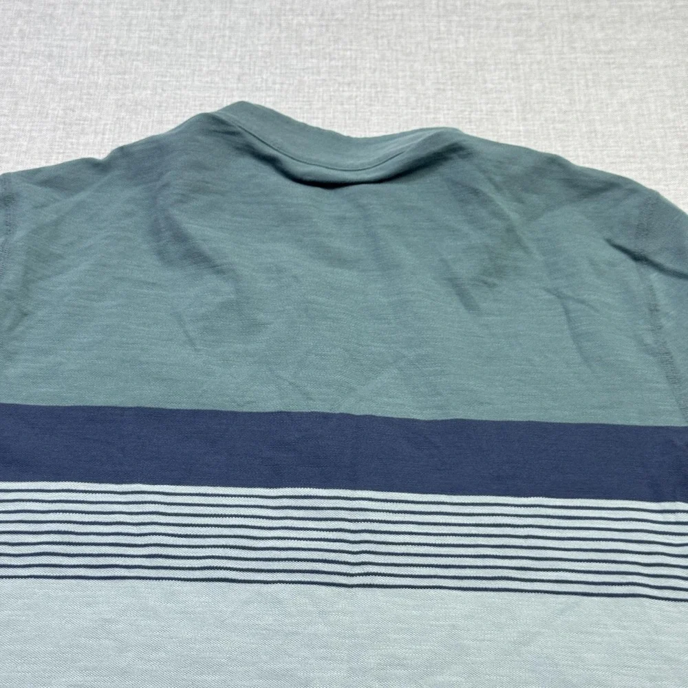 Marine Layer 1/4 Zip Pullover‎ Mens Small Green Striped Collared Lyocell Cotton